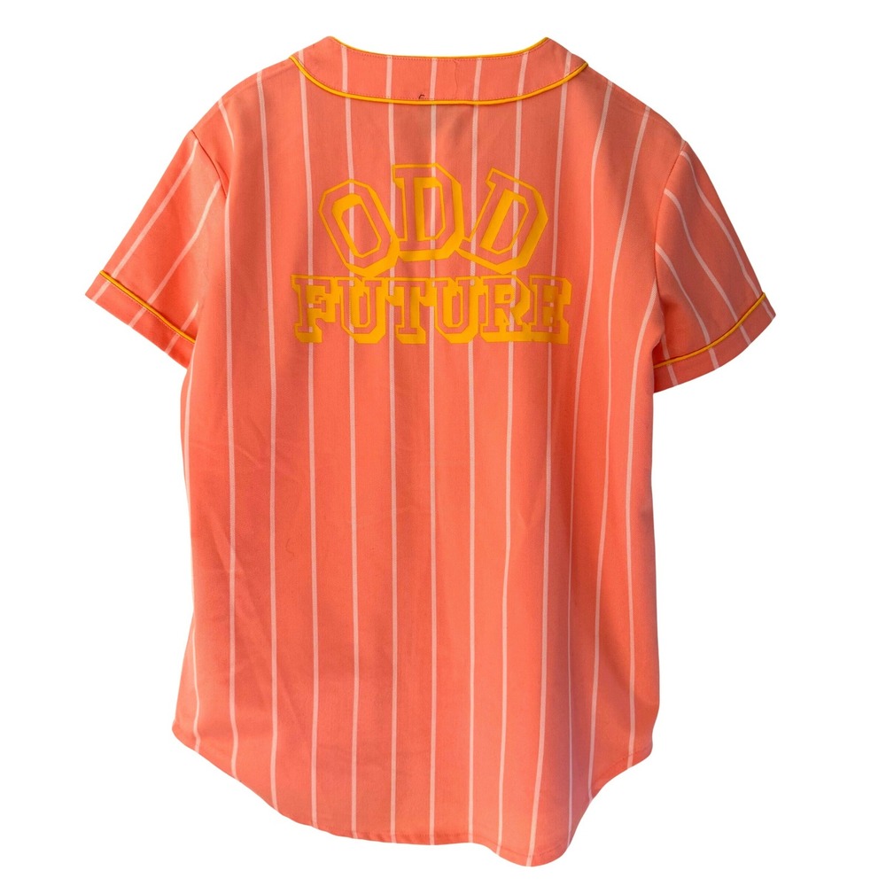 Odd‎ Future OFWGKTA Baseball Jersey Pink White Stripes Yellow OF Logo Size L